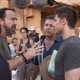 Cage, Logothetis, and Moussi on the set of Jiu Jitsu.